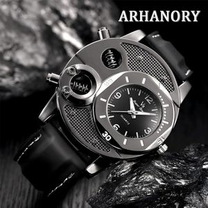 ARHANORY Men Quartz Watch Fashion Male Wristwatch  Casual Wrist Watches Silicone Strap Watch - Black