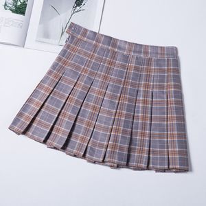 Fashion Summer Pleated Plaid Skirt Women Short Japanese Harajuku School Checkered  Skirt