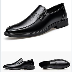 Men's Formal Shoes Black Leather Quality  Shoe  British Business  Slip-On  Wedding Shoes