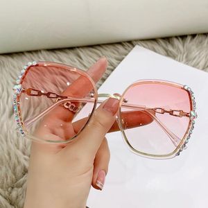 Women's glasses Rhinestone-Embellished Gradient Pink Sunglasses