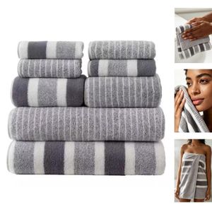 8pcs Bath Towels+Facial Towels+Hand Towels Soft Towel-grey