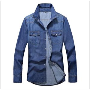  Men Denim Jeans Shirt Autumn Long Sleeved Shirts