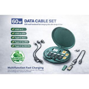 60W Multifunction Fast Charging Data Cable Set-Black