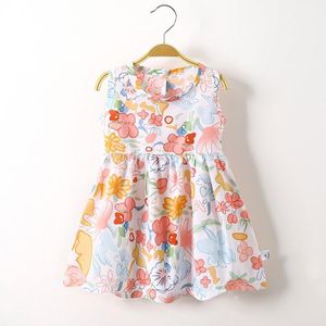 1-6Years Kid Girl Summer Floral Dress Fashion Sleeveless Dresses with Bow Design