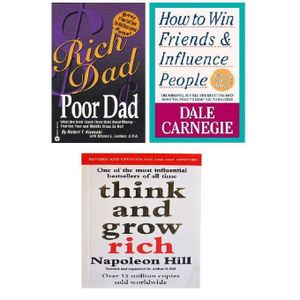 Pocket Books Rich Dad Poor Dad, How to Win Friends and Influence People, and Think and Grow Rich - 3 Book Bundle