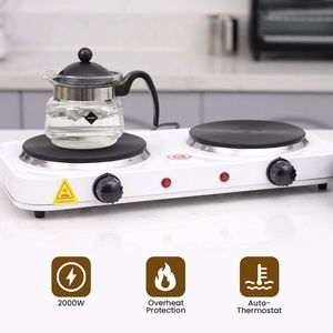 1000W + 1500W Two-position Electric Stove,Tea, Mocha, Coffee,  Food Warmer-White
