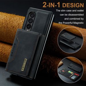 DG Ming Phone Case, Compatible With Galaxy Z Fold 4 Phone, High Quality Leather Case, Magsafe Wireless Charging Support With Free Detachable Magnetic Wallet - Black 