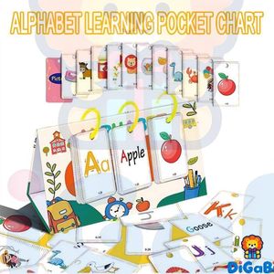 Digabi Toddler Flash Cards Baby Cognitive Flashcards for Kids, Learning Alphabet, First Words, Body Parts, Foods, Preschool Kindergarten Activities Educational Toys