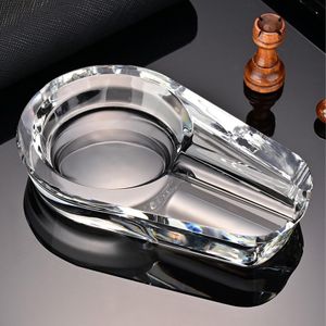 NIKIHONG Cigar Ashtray Crystal Large Rest Slot Elegant Ash Tray for Living Room, Hotel(Transparent)