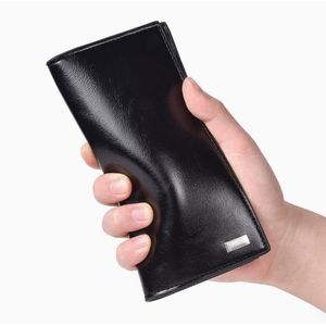Men's long wallet, soft leather, large capacity, can hold a mobile phone, multiple card slots