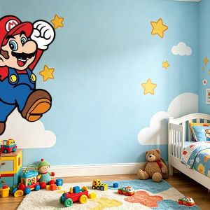 VOV 3D Super Mario Door Sticker for Kids Bedroom - Removable Vinyl Wall Decal - Creative Cartoon Home Decor for Nursery & Playroom - Large Size