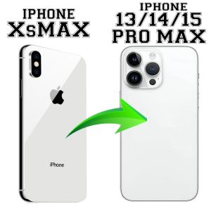 iPhone XsMAX Mod to 12/ 13 / 14/ 15 Pro Max DIY Transformation Full Converter Upgrade/Change Phone Case/Cover/Adapter Back Glass & Camera Protector Film - White