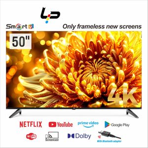 LP LP Smart TV 50-Voice Bluetooth Remote-4K UHD-Android 14.0-1.5+8G-Frameless-WiFi+Bluetooth-3 HDMI + 2 USB+ 1 year warranty - Black