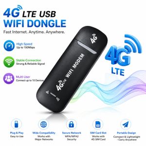 4G LTE USB WiFi Dongle Modem with SIM Card Slot – Portable High Speed Internet USB Stick Black