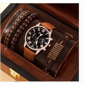 GALUIN 2025 new model High-end Watch + Bracelet Dating Party Atmospheric watch 4-piece - Black