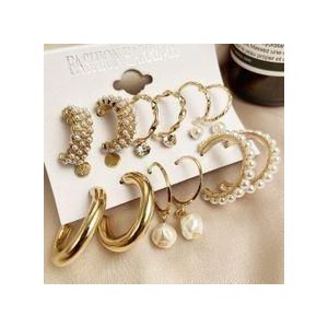 AIDAILU 9 Pair Women Earrings Set Ladies Earrings Elegance - Gold