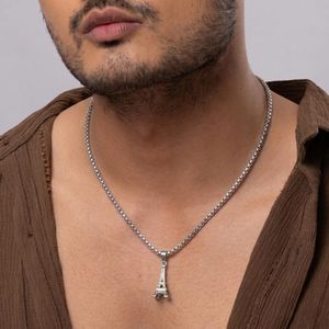 Silver Eiffel Tower Pendant Necklace