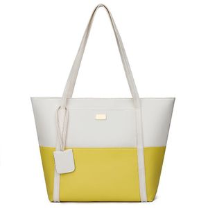 Ladies PU Leather Handbag - Yellow/Cream