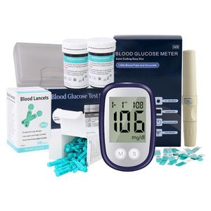 Blood Glucose Test Machine+Blood Collection Pen+50 Strips+50 Lancets-blue