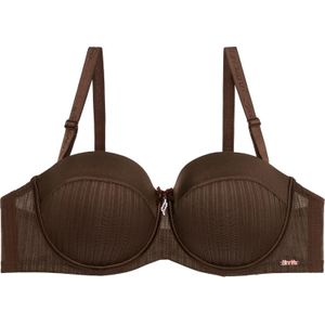 Binnys Dark brown Balconette Summer Bra Non-Removable Breast Pads Adjustable Straps Rhinestones Teardrop Pendant  lightweight mesh Underwire Flawless-Curves and Customized Enhanced Lift Women's 