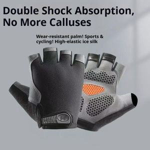 General Half Finger Shock Absorbing Fitness Gloves, Breathable Ice Silk Anti-wear Palm Gloves for Gym Workout Cycling Sports
