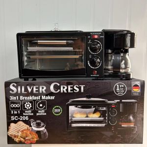 SILVER CREST 3 in1 Breakfast Electric Toaster Oven And Coffee Maker - Black
