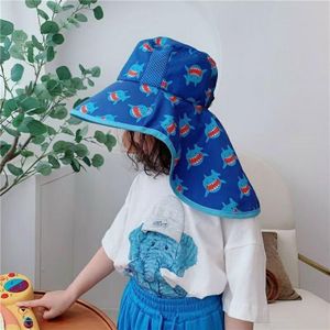 Children Hat Kids UV Protection Wide-Brimmed Bucket Hat with Mesh Ventilation Shark Pattern Hat Kids Beach Hat Boys sunhat girl sunhat Breathable Sun Hat for Girls Big Brim Outdoor Cap for Kids Topee Ventilating Hat for Boys Broad Brim Hat for Children