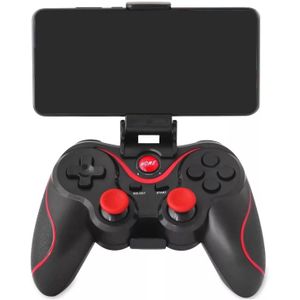 X3 Wireless Bluetooth Game Controller, Dual Vibration Gamepad for Android/PC/PS3 with Phone Holder (Black)