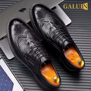 GALUIN Men's Formal Leather Shoes Business Elegance - Black