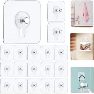 Flushrenic 18pcs Self Adhesive Picture Hangers Hooks Waterproof Adhesive Wall Hooks Wall Picture Hanger Heavy Duty Wall Hangers Without Nails for Hanging for Home Kitchen Bathroom Office