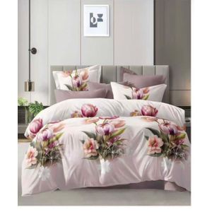 Spice Bedsheets Kingsize Bedsheet-7 Pieces- White And Pink