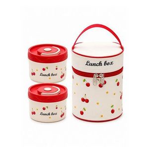 316L Stainless Steel Lunch Box Set with 2 Pcs 600ml Leak-Proof Containers, Concealed Handles & Insulated Carry Bag for School and Work