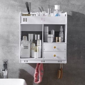 SIKITUT Bathroom Drawer Storage Rack Wall Mounted Bathroom Organizer White