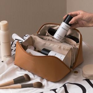 Luxury Makeup Storage Bag with Large Capacity - Brown