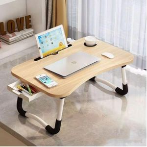 Wooden Adjustable Folding Laptop Desk for Bed Desk Table With Drawer - WOODEN