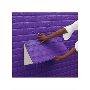 DIY 3D Wall Stickers PE Foam Self-adhesive Waterproof Wallpaper Removable & Waterproof Art Wall Tile (L30.3 x W27.6 x T0.2)inch - Purple
