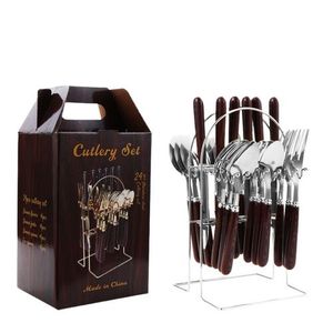 24 Piece Western Spoon And Fork Cutlery Gift Set - Silver