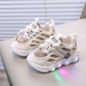 Arsuxeo 1-7 Years Child Sports Shoes Breathable Kids Boys Girls Sneakers LED Light