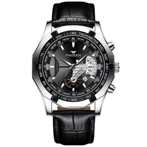  Luxury Men’s Analog Quartz Wristwatch – Black Leather Strap
