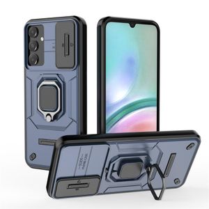 Casebuy Shockproof Phone Case, Compatible With Galaxy A35 5G Phone, Slide Window Lens Protection with Magnetic Stand Ring (Type 4)- Blue 