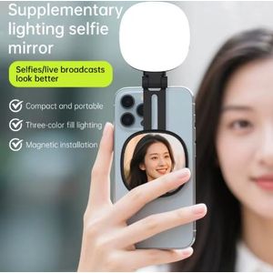 Magnetic Multi-functional Mobile Phone Selfie Mirror Mini Fill Light Dual-colour Adjustable Reversible Fill Light Bracket