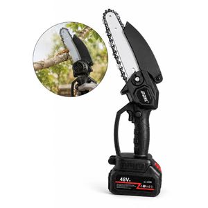 48V Cordless Electric Chainsaw - Rechargeable Handheld Wood Cutter with 6000mAh Battery, Adjustable Speed & One-Hand Operation