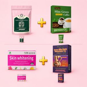 The Ultimate 4-in-1 Feminine Combo: Vaginal Balance Gummies + Kiwi Detox Fiber + Skin Whitening Tea + Hip & Buttt Enlargement Tea