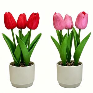 2 Pcs Artificial flowers home plant decorations flowers for room photography props,artificial flowers with vase,Pea-sized gray flower pot