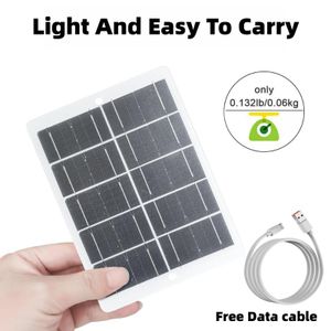 Qkz High-Efficiency 3W 6V Monocrystalline Solar Panel Charger, Portable Phone Solar Charger with 1M 66W 6A Fast Charging Cable, Outdoor Solar Charging Panel for Camping Hiking Travel Emergency Power Supply