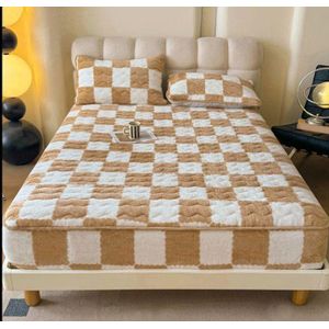 Soft breathable mattress cover/protector - Brown & white, Double, King Size, Queen size 