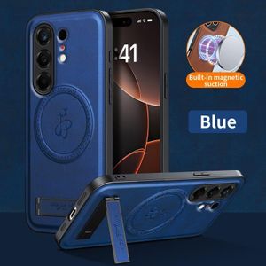 TECNO Camon 50 4G High Quality MAGSAFE, Wireless Charging luxury leather Case With Kick-Stand - Blue 