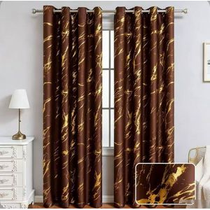 OMAMA HOME TEXTILE 2-in-1 Eyelet Window Curtain  150 × 250 cm –Brown