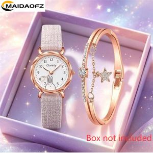 MAIDAOFZ ladies dating waterproof party gift High-end watch + bracelet 2-piece set-