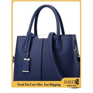 GALUIN Navy Litchi Grain Structured Handbag, Tag Decor Adjustable Strap Work Women Crossbody Purse